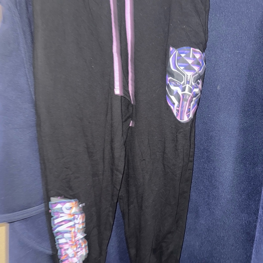 Black Panther Joggers with Vibrant Purple Design